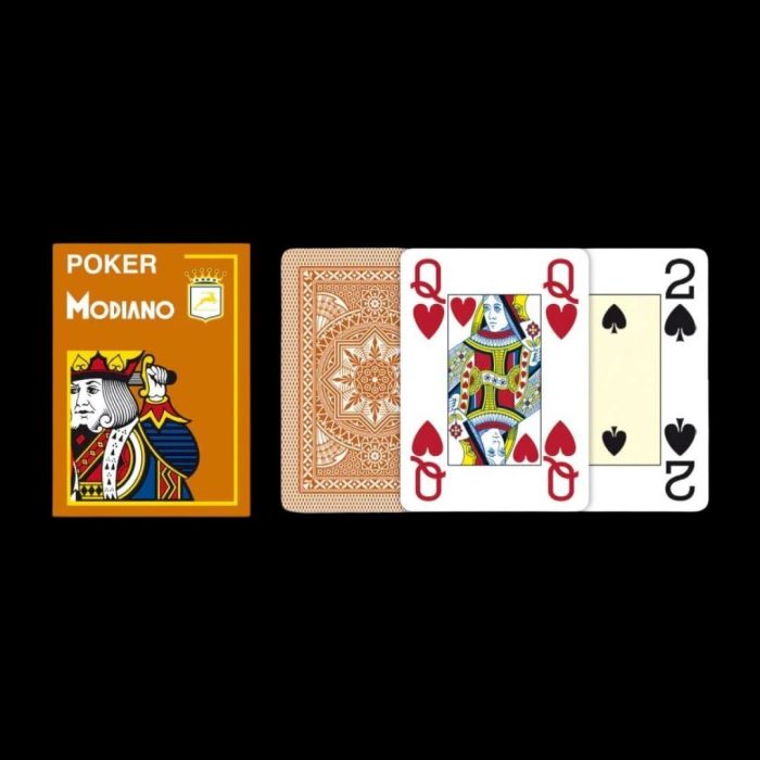 Карти за игра - 4 Corner Jumbo Orange - Modiano playing cards