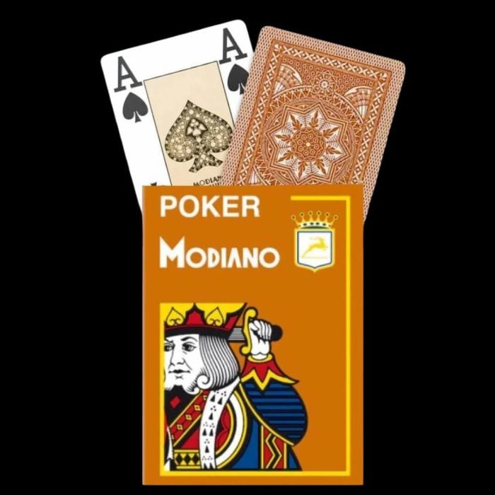 Карти за игра - 4 Corner Jumbo Orange - Modiano playing cards