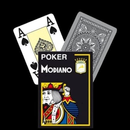 Карти за игра - 4 Corner Jumbo Black - Modiano playing cards
