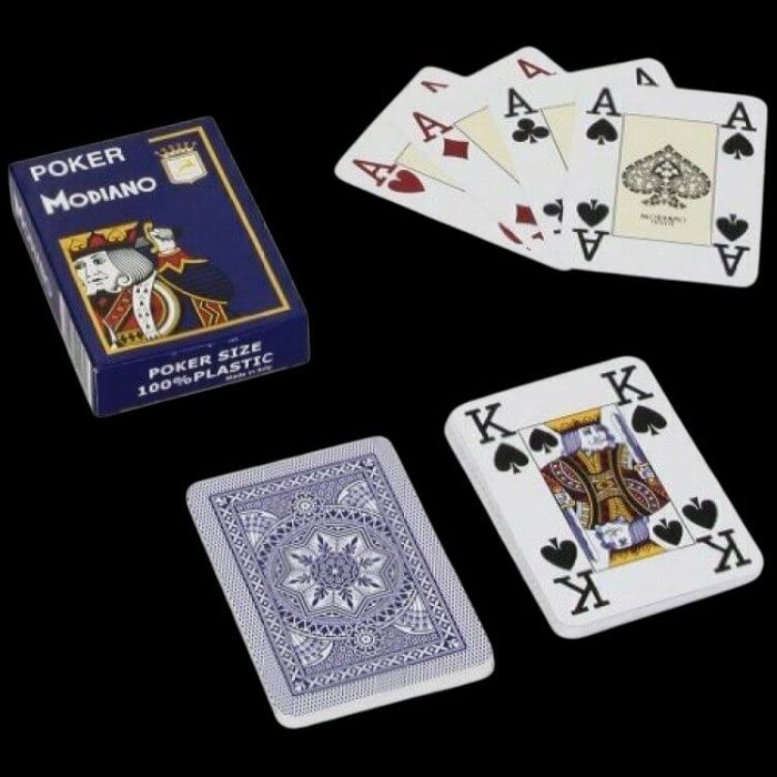 Карти за игра - 4 Corner Jumbo Blue - Modiano playing cards