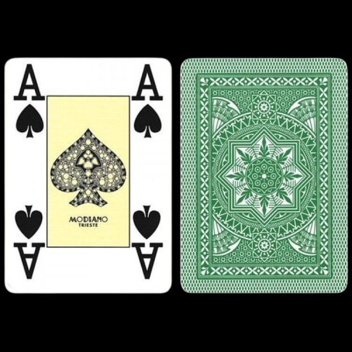 Карти за игра - 4 Corner Jumbo Green - Modiano playing cards