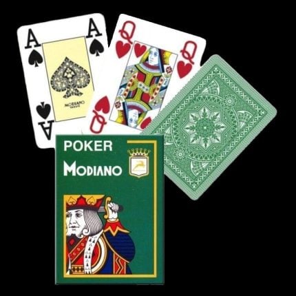 Карти за игра - 4 Corner Jumbo Green - Modiano playing cards