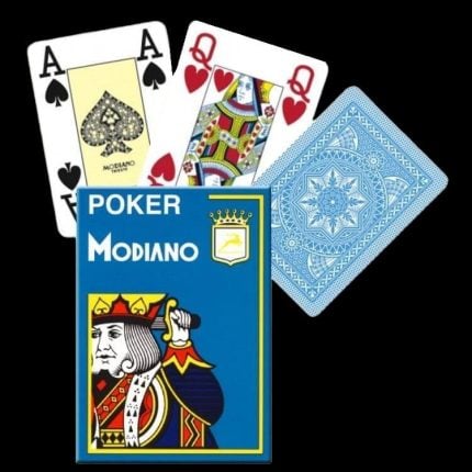 Карти за игра - 4 Corner Jumbo Light Blue - Modiano playing cards