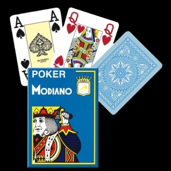 Карти за игра - 4 Corner Jumbo Light Blue - Modiano playing cards