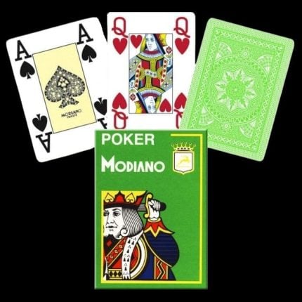 Карти за игра - 4 Corner Jumbo Light Green - Modiano playing cards