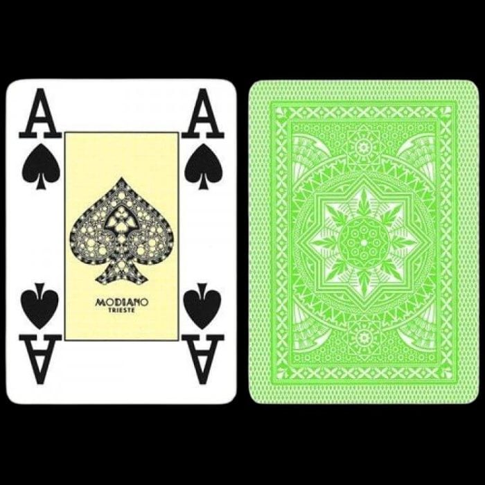 Карти за игра - 4 Corner Jumbo Light Green - Modiano playing cards