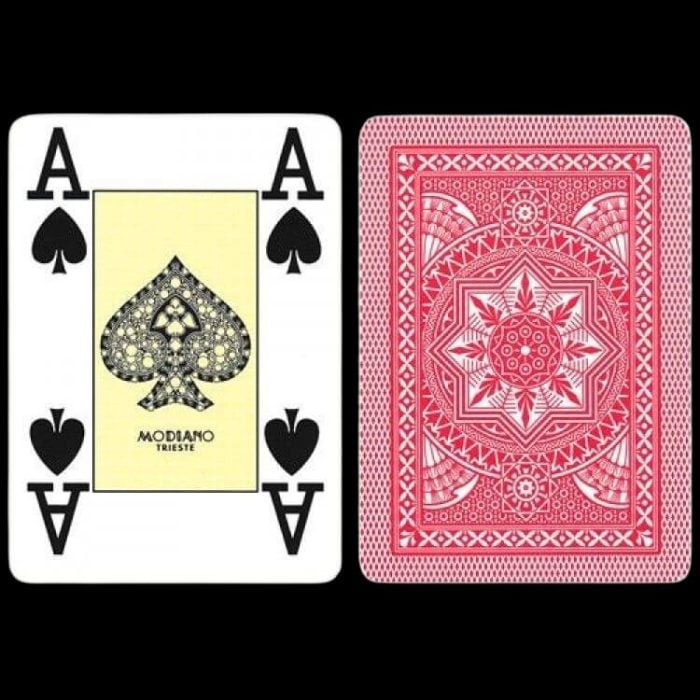 Карти за игра - 4 Corner Jumbo Red - Modiano playing cards