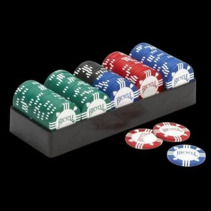 Чипове за покер - 8g 100pcs - Bicycle poker chips set комплект чипове 8 грама 100 броя clay filled с тарелка