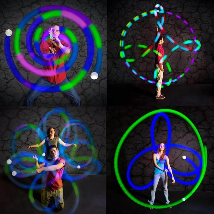 Светещи LED пойове - 80мм - Spinballs Glow.0 - USB Rechargeable - Fun in Motion LED poi