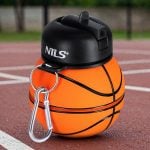 Сгъваема силиконова бутилка - NILS folding silicone cup bottle - Basketball NC4104 сгъваема чаша бутилка за вода силиконова чаша бутилка за къмпинг компактна бутилка чаша за вода чаша бутилка за пътуване къмпинг чаша бутилка сгъваема