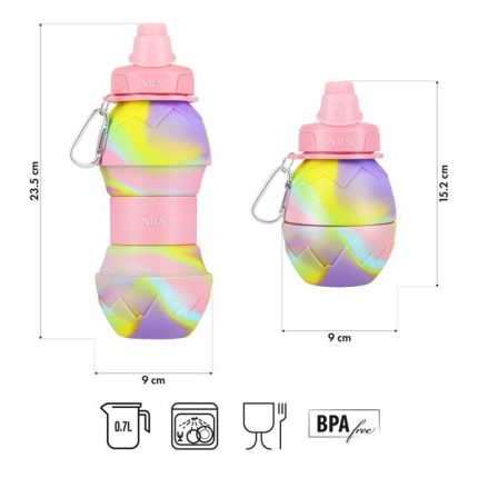 Сгъваема силиконова бутилка - NILS folding silicone cup bottle - NC4102 сгъваема чаша бутилка за вода силиконова чаша бутилка за къмпинг компактна бутилка чаша за вода чаша бутилка за пътуване къмпинг чаша бутилка сгъваема