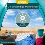 Плажна палатка Pop Up UV50+ - сенник за плаж с бърз монтаж, защита от слънце и вятър, лека и компактна за 2-3 човека плажна палатка със защита от слънце pop up плажна палатка сенник за плаж uv50 плажно укритие за вятър плажна шатра лесен монтаж палатка за плаж 2-3 човека къмпинг сенник за плаж цена цени