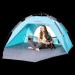 Плажна палатка Pop Up UV50+ - сенник за плаж с бърз монтаж, защита от слънце и вятър, лека и компактна за 2-3 човека плажна палатка със защита от слънце pop up плажна палатка сенник за плаж uv50 плажно укритие за вятър плажна шатра лесен монтаж палатка за плаж 2-3 човека къмпинг сенник за плаж цена цени
