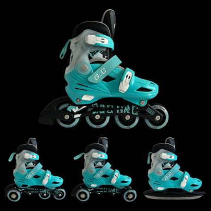 Регулируеми ролери и кънки 4в1 - Размер 31-42 - G&C BW125 adjustable roller-inline skates 4in1 blue ролери 4 в 1 регулируеми ролери за деца ролер и и кънки комплект Inline ролери Inline skates детски ролери регулируеми кънки за лед кънки за хокей четириколесни ролкови кънки ролери размер 31-42 цена цени