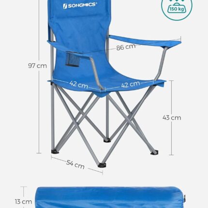 Сгъваем къмпинг стол Songmics комплект от 2 броя - Здрав, до 150 кг., с поставка за чаша, удобен стол за риболов, плаж и градина къмпинг стол с поставка за чаша здрав сгъваем стол до 150 кг. стол за риболов и къмпинг преносим стол за плаж и градина удобен къмпинг стол с облегалка цена цени