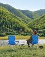 Сгъваем къмпинг стол Songmics комплект от 2 броя - Здрав, до 150 кг., с поставка за чаша, удобен стол за риболов, плаж и градина къмпинг стол с поставка за чаша здрав сгъваем стол до 150 кг. стол за риболов и къмпинг преносим стол за плаж и градина удобен къмпинг стол с облегалка цена цени