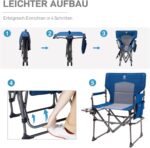 Сгъваем къмпинг стол с масичка Ever Advanced - до 180 кг, с поставка и джоб, удобен за къмпинг, риболов и пикник режисьорски къмпинг стол здрав къмпинг стол до 180 кг стол за риболов с маса преносим стол споставка за чаша удобен стол за къмпинг и пикник цена цени