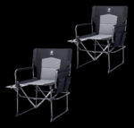 Сгъваем къмпинг стол с масичка комплект от 2 броя Ever Advanced - до 180 кг, с поставка и джоб, удобен за къмпинг, риболов и пикник режисьорски къмпинг стол здрав къмпинг стол до 180 кг стол за риболов с маса преносим стол споставка за чаша удобен стол за къмпинг и пикник цена цени