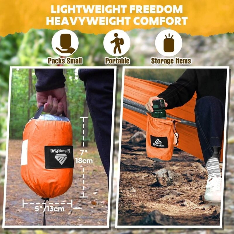 Представяме Ви Ултралек къмпинг хамак 275x140см до 300 кг. – туристически хамак с карабинери и въжета за градина, къмпинг и пътуване хамак за къмпинг туристически хамак хамак за градина и къмпинг ултралек хамак за път хамак с карабинери хамак за двама къмпинг къмпинг оборудване хамак цена цени