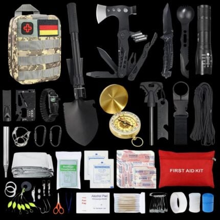 WayinTop survival kit 170 части - Комплект за оцеляване с първа помощ и outdoor инструменти цена цени survival kit с първа помощ outdoor комплект за оцеляване тактически survival kit emergency kit за къмпинг комплект за туризъм и приключения survival gear за планина къмпинг оборудване survival инструменти тактическа екипировка подарък за къмпинг и туризъм