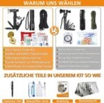 WayinTop survival kit 180 части - Авариен комплект за оцеляване и първа помощ цена цени комплект за оцеляване emergency survival kit outdoor survival gear комплект за първа помощ survival kit с филтър за вода тактически комплект за къмпинг комплект за туризъм и приключения survival kit за къмпинг тактическа екипировка подарък за къмпинг и оцеляване