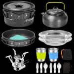 Къмпинг комплект за готвене Odoland 17 части - алуминиев cookware set с чайник и прибори за къмпинг и туризъм цена цени комплект съдове за къмпинг с котлон къмпинг cookware set с чайник туристически комплект за готвене къмпинг съдове с незалепващо покритие комплект за готвене за палатка outdoor cooking set с горелка къмпинг кухня комплект лек комплект за туризъм camping cookware set lightweight комплект за готвене 1-2 човека къмпинг комплект с прибори съдове за пикник комплект преносим котлон за къмпинг cookware set с газов котлон компактни съдове за къмпинг