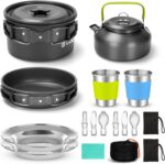 Къмпинг комплект за готвене Odoland 18 части - алуминиев cookware set с чайник и прибори за къмпинг и туризъм цена цени комплект съдове за къмпинг с котлон къмпинг cookware set с чайник туристически комплект за готвене къмпинг съдове с незалепващо покритие комплект за готвене за палатка outdoor cooking set с горелка къмпинг кухня комплект лек комплект за туризъм camping cookware set lightweight комплект за готвене 1-2 човека къмпинг комплект с прибори съдове за пикник комплект преносим котлон за къмпинг cookware set с газов котлон компактни съдове за къмпинг
