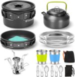 Къмпинг комплект за готвене Odoland 18 части - алуминиев cookware set с чайник и прибори за къмпинг и туризъм цена цени комплект съдове за къмпинг с котлон къмпинг cookware set с чайник туристически комплект за готвене къмпинг съдове с незалепващо покритие комплект за готвене за палатка outdoor cooking set с горелка къмпинг кухня комплект лек комплект за туризъм camping cookware set lightweight комплект за готвене 1-2 човека къмпинг комплект с прибори съдове за пикник комплект преносим котлон за къмпинг cookware set с газов котлон компактни съдове за къмпинг