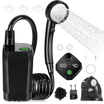 Преносим къмпинг душ с батерия 6000mAh Spopal - Outdoor camping shower с помпа, температурен дисплей и 2m маркуч за плаж, каравана, градина и пътуване цена цени camping shower portable shower outdoor душ за къмпинг акумулаторен къмпинг душ outdoor душ с помпа душ за каравана душ за пътуване къмпинг оборудване portable camping shower душ за плаж и къмпинг преносим душ с батерия душ за кучета и домашни любимци shower pump camping душ за кемпер outdoor shower system душ за градина USB къмпинг душ душ за кола и къмпинг