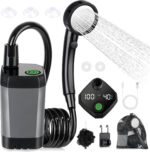 Преносим къмпинг душ с батерия 6000mAh Spopal - Outdoor camping shower с помпа, температурен дисплей и 2m маркуч за плаж, каравана, градина и пътуване цена цени camping shower portable shower outdoor душ за къмпинг акумулаторен къмпинг душ outdoor душ с помпа душ за каравана душ за пътуване къмпинг оборудване portable camping shower душ за плаж и къмпинг преносим душ с батерия душ за кучета и домашни любимци shower pump camping душ за кемпер outdoor shower system душ за градина USB къмпинг душ душ за кола и къмпинг