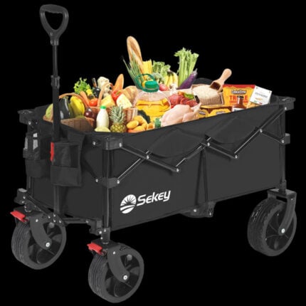 Сгъваема количка Sekey FW105 XXL 150L - С големи гуми за всякакъв терен за къмпинг и outdoor цена цени сгъваема транспортна количка за къмпинг и плаж bollerwagen сгъваема количка 150L all terrain количка за багаж кемпинг количка с големи гуми и спирачки сгъваема количка за тежък товар до 150 кг най-добра сгъваема количка за къмпинг и плаж голяма сгъваема транспортна количка за тежък багаж количка за излети с 4D сгъване и метална рамка