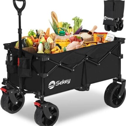 Сгъваема количка Sekey FW105 XXL 150L - С големи гуми за всякакъв терен за къмпинг и outdoor цена цени сгъваема транспортна количка за къмпинг и плаж bollerwagen сгъваема количка 150L all terrain количка за багаж кемпинг количка с големи гуми и спирачки сгъваема количка за тежък товар до 150 кг най-добра сгъваема количка за къмпинг и плаж голяма сгъваема транспортна количка за тежък багаж количка за излети с 4D сгъване и метална рамка