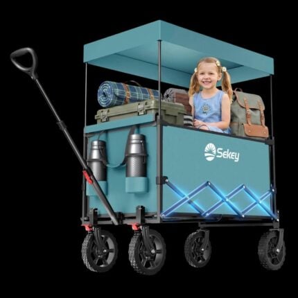 Сгъваема количка с покрив Sekey XXL 150L -  За къмпинг, плаж и транспорт до 150 кг цена цени сгъваема къмпинг количка bollerwagen с покрив количка за плаж детска транспортна количка wagon cart foldable количка за къмпинг ръчна количка с навес плажна количка с покрив сгъваема wagon количка outdoor количка транспортна количка 150 кг количка за багаж и деца сгъваема градинска количка количка за пикник къмпинг аксесоари