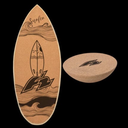 Баланс борд - 74см - F2 Surf cork balance board with cork half sphere баланс дъска с коркова полусфера за баланс тренировки 360 градуса във всички посоки за рехабилитация тренировка упражнение за подсилване на ставите при тренировка за сноуборд ски скейтборд и други цена цени корково антиплъзгащо покритие