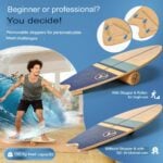 Баланс борд комплект с дъска, ролка, баланс топка и поставка Valuents balance board set тренировка за цялото тяло корков баланс борд от кленова дървесина 7 пласта с коркова ролка ролер комплект цена цени за баланс игри и развитие на баланса фитнес тренировки цена цени комплект с поставка и тренировъчна топка сърф скейтборд баланс