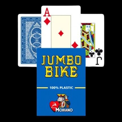 Карти за игра - Jumbo Bike Blue - Modiano playing cards покер магия трикове с карти cardistry цена цени пластмасови карти за покер с джъмбо индекс пластмасови карти за игра 100% plastic playing cards
